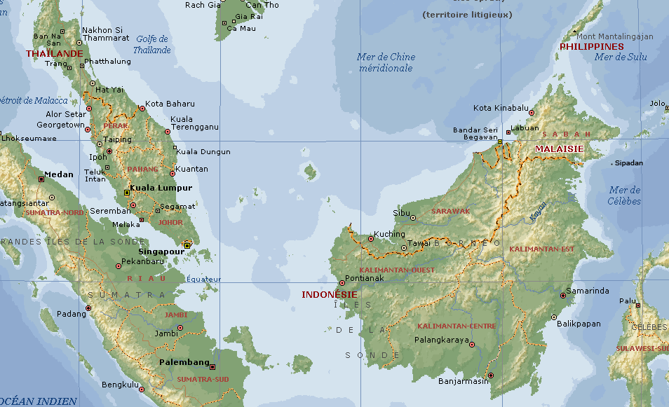 Carte des 2 parties de la Malaisie